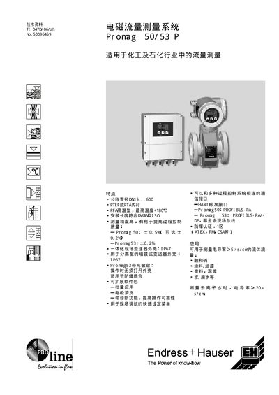 Endress+Hauser Promag50/53P Flow Measurement System Manual - cover page