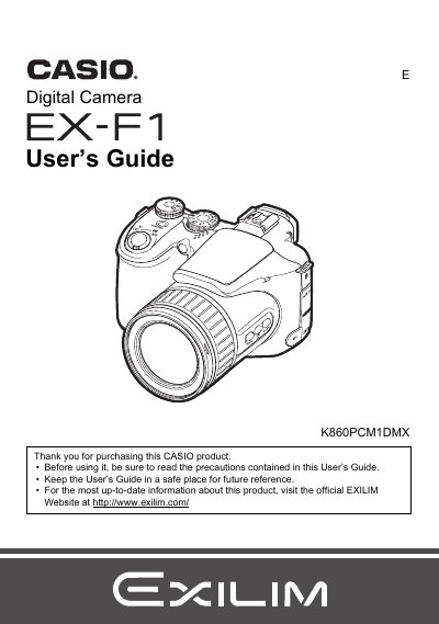Casio EX-F1 Digital Camera User's Guide - cover page