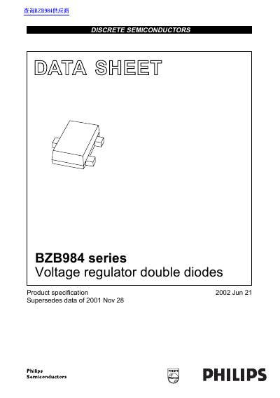 Philips BZB984 Series Voltage Regulator Double Diodes Datasheet - cover page