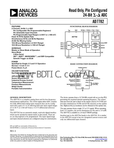 Analog Devices AD7782 Datasheet - cover page