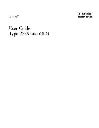 IBM NetVista Type 2289 and 6824 User Guide - cover page