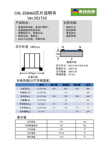 CHL-35B460 Chip Datasheet - cover page