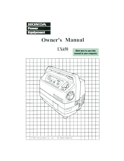 Honda EX650 Generator Owner's Manual - cover page