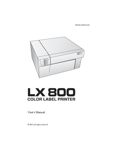 LX LX800 Color Label Printer User Manual - cover page