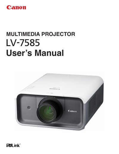 Canon LV-7585 Multimedia Projector User's Manual - cover page