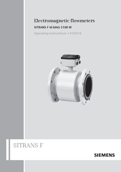 Siemens SITRANS F M MAG 5100 W Operating Instructions - cover page