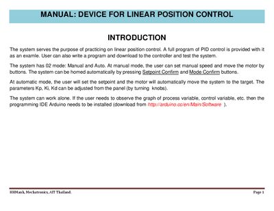 HHManh Linear Position Control Device User Manual - cover page