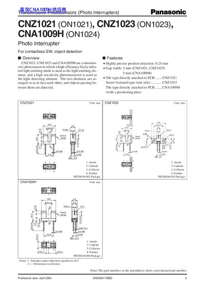 Panasonic CNZ1021 (ON1021) CNZ1023 (ON1023) CNA1009H (ON1024) handbook - cover page