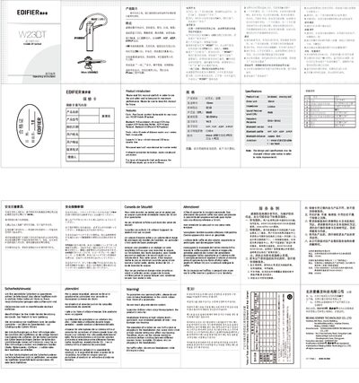 Edifier W23BT Bluetooth Earbud User Manual - cover page
