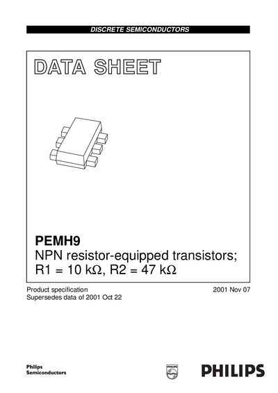 Philips PEMH9 NPN Resistor-Equipped Transistors Datasheet - cover page