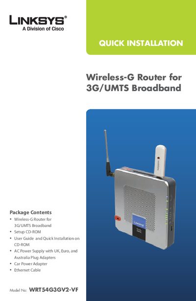 LINKSYS WRT54G3GV2-VF Manual - cover page