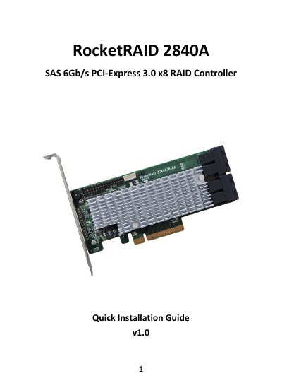 HighPoint RocketRAID 2840A SAS RAID Controller Quick Installation Guide