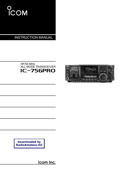 i756pro operating manual - cover page