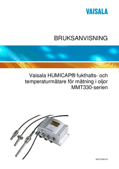Vaisala MMT330 Moisture and Temperature Sensor User Manual - cover page