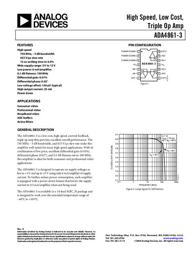 Analog Devices ADA4861-3 Product Handbook - cover page