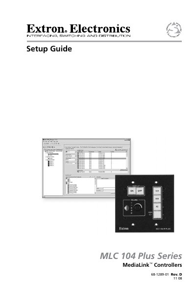Extron MLC 104 Plus Series MediaLink Controller Setup Guide - cover page