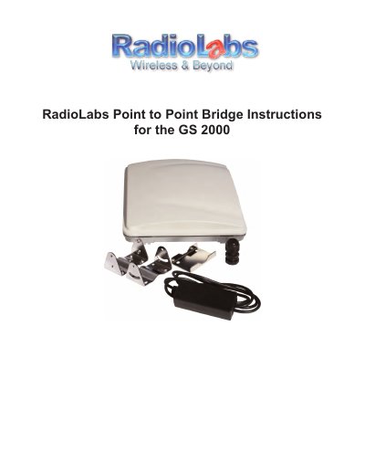 RadioLabs GS 2000 Point to Point Bridge Instructions - cover page