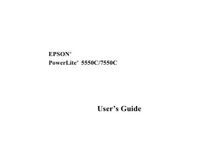 Epson PowerLite 5550C/7550C User's Guide