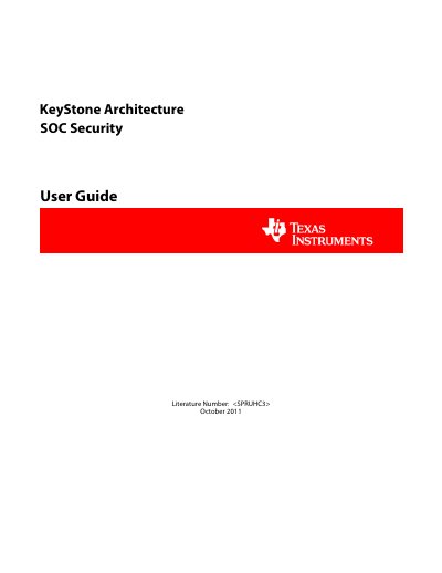 Texas Instruments KeyStone Architecture SOC Security User Guide - cover page