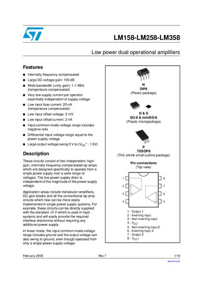 STMicroelectronics LM158 LM258 LM358 Datasheet