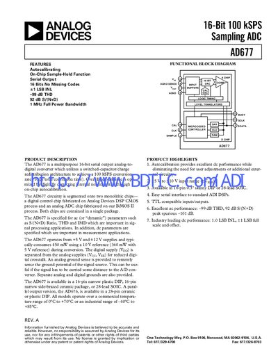 Analog Devices AD677 Datasheet - cover page