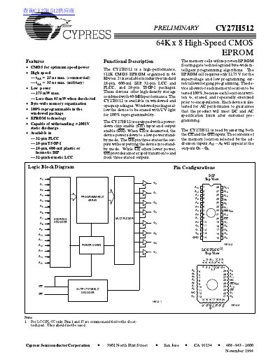 CY27H512 Manual - cover page