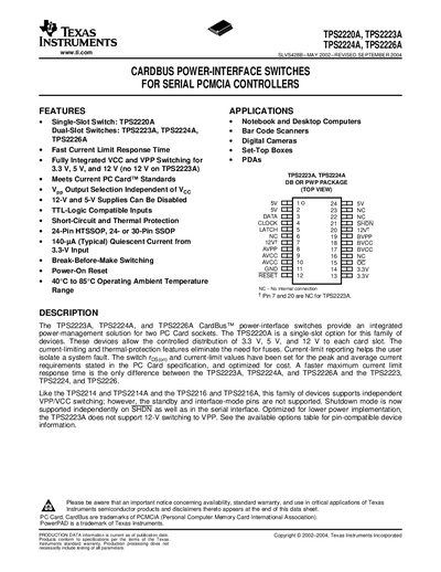Texas Instruments TPS2220A Datasheet - cover page