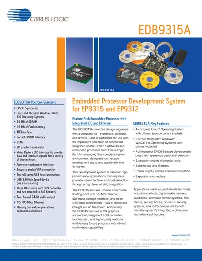 Cirrus Logic EDB9315A Development Board User Manual - cover page