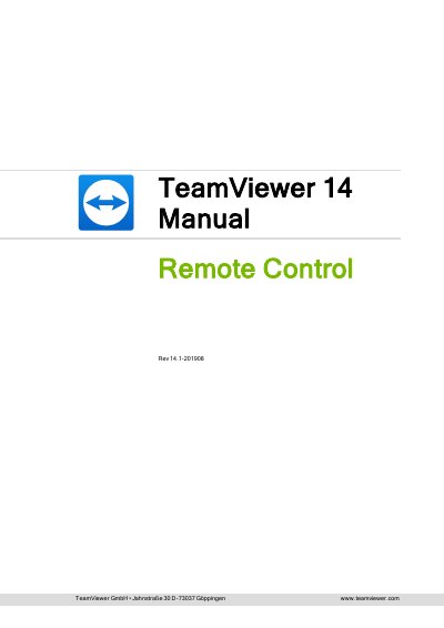 TeamViewer 14 Remote Control User Manual - cover page