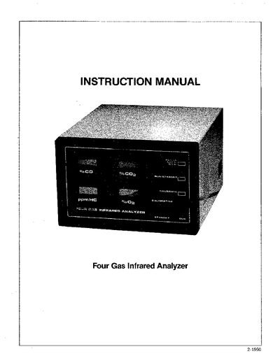 Runet Angey Four Gas Infrared Analyzer Instruction Manual - cover page