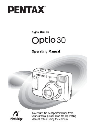 pentax digital option30 operation manual - cover page