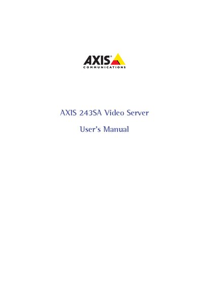 Axis 243SA Video Server User Manual - cover page