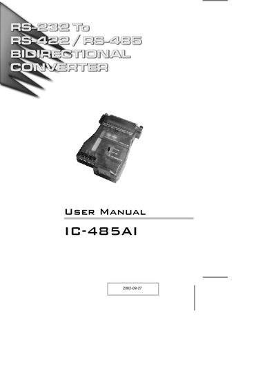 ATEN IC-485AI Isolated Converter User Manual - cover page