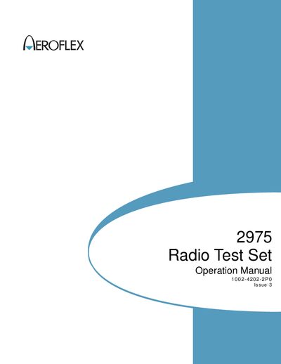 Aeroflex 2975 Radio Test Set Operation Manual - cover page