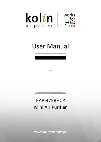 Kolin KAP-475BHCP Mini Air Purifier User Manual - cover page