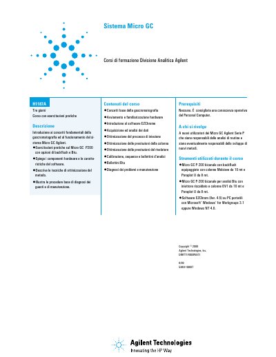 Agilent Sistemi Micro GC (H1187A) Manual - cover page