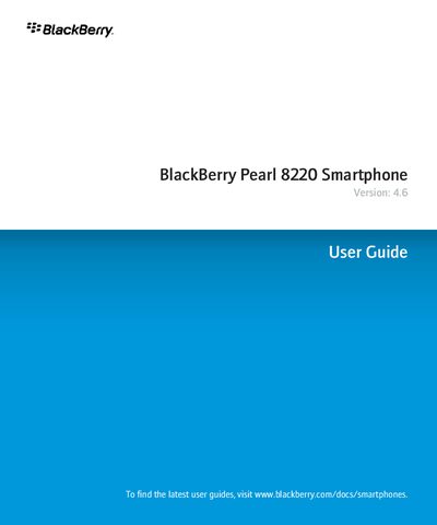 BlackBerry Pearl 8220 Smartphone User Guide - cover page