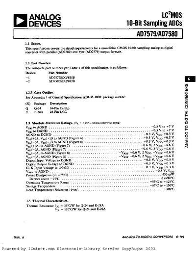Analog Devices AD7579/AD7580 Datasheet - cover page