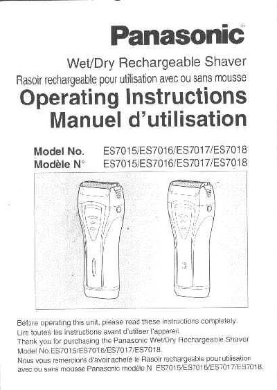 Panasonic ES7015 Manual - cover page