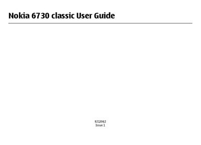 Nokia 6730 classic User Manual - cover page