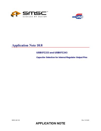 SMSC USB97C223/243 Capacitor Selection Application Note - cover page