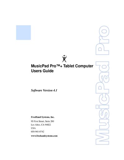 FreeHand Systems MusicPad Pro+ Tablet Computer User Guide - cover page