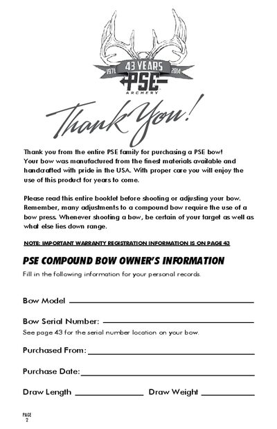 PSE Compound Bow User's Guide - cover page