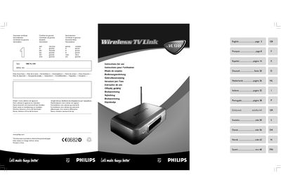 philips Wireless TV link SBCVL1205 Manual - cover page