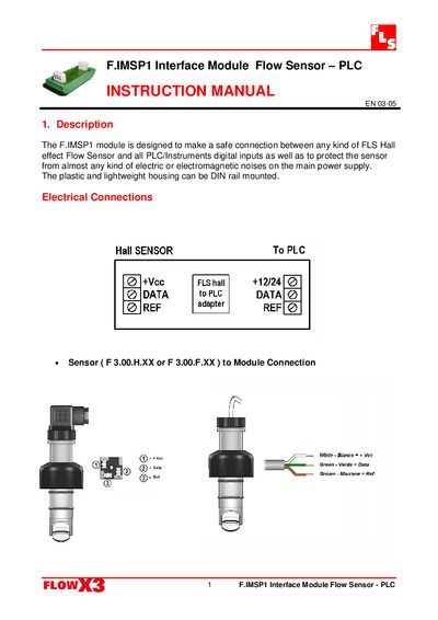 FLS F.IMSP1 Interface Module Flow Sensor PLC Instruction Manual