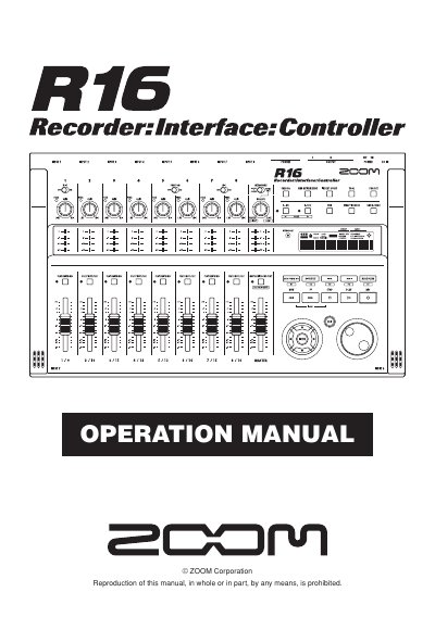 ZOOM R16 Recorder Interface Controller User Manual