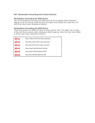 3M Workstation Grounding Kits Product Selector Manual - cover page