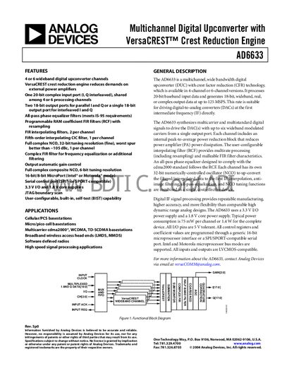 Analog Devices AD6633 Digital Upconverter Handbook - cover page