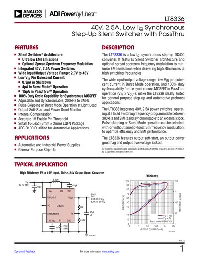 Analog Devices LT8336 DC/DC Converter Datasheet - cover page