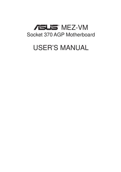 ASUS MEZ-VM Motherboard User Manual - cover page